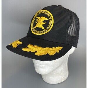 Vtg NRA Mesh Trucker Snapback Cap Hat Black Gold Scrambled Egg Embroidered USA